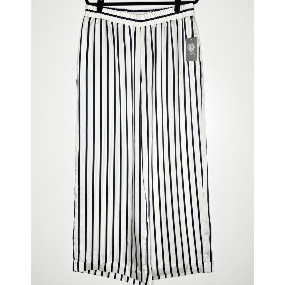 New Vince Camuto Windswept Wonder Wide Leg Stripe Pull On Pant Womens Size Large